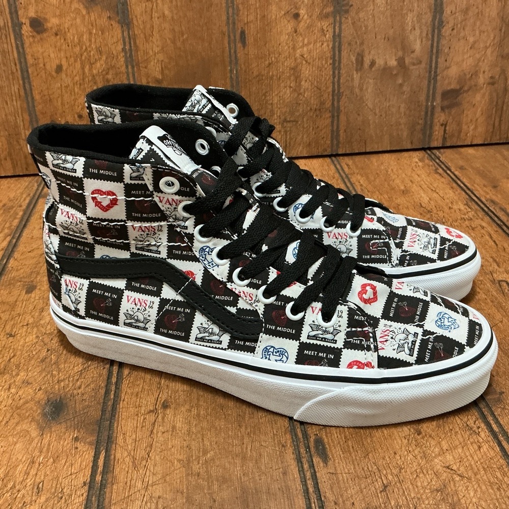 RARE Vans Sk8 Hi Tapered Sneaker Kicks Love Letters Black M 7 W 8.5 VN0A4U16B0A